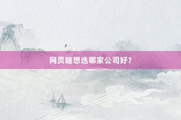 网页瞎想选哪家公司好？